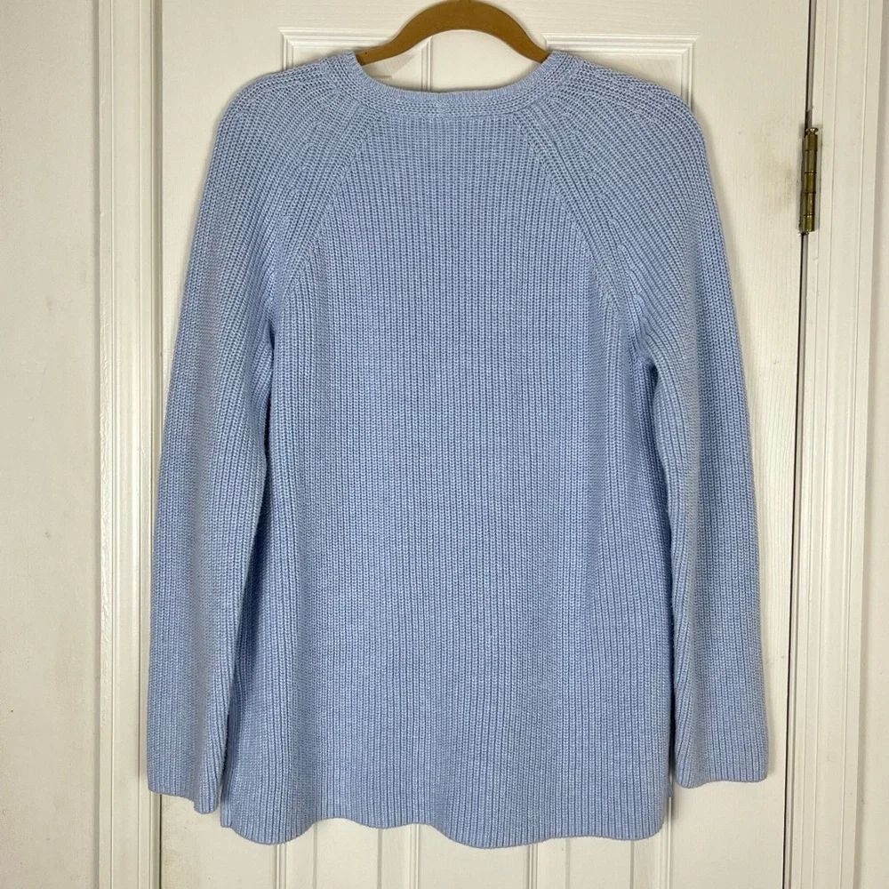 J. Crew Re-Imagined V-Neck Ribbed Tunic Sweater Sz L Light Blue